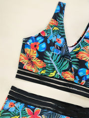 Tropical Print Bikini Set Women's Two Piece Swimsuit