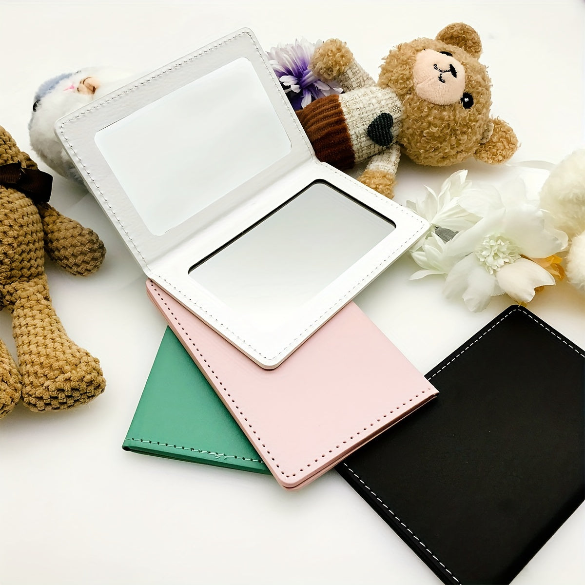 PU Leather Makeup Mirror Double sided Portable Folding Mirror