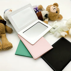 PU Leather Makeup Mirror Double sided Portable Folding Mirror