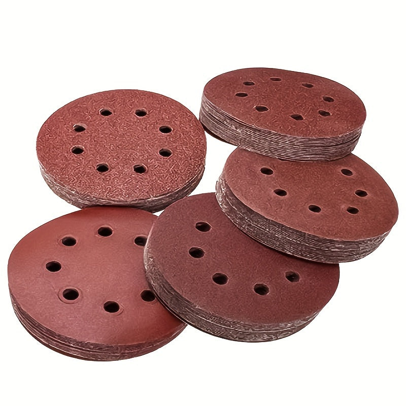50-100pcs 5in 8 Hole Polished Red Sandpaper 121MM Velvet Sandpaper Sheet