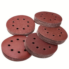 50-100pcs 5in 8 Hole Polished Red Sandpaper 121MM Velvet Sandpaper Sheet