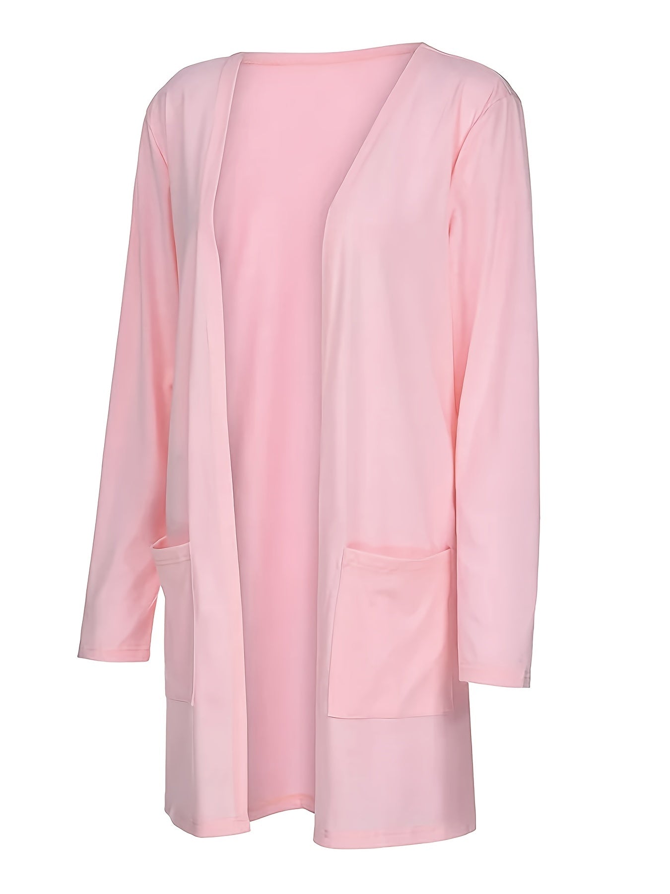 Casual Cardigan Women's Plus Solid Long Sleeve Open Front Cardigan