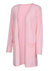 Casual Cardigan Women's Plus Solid Long Sleeve Open Front Cardigan