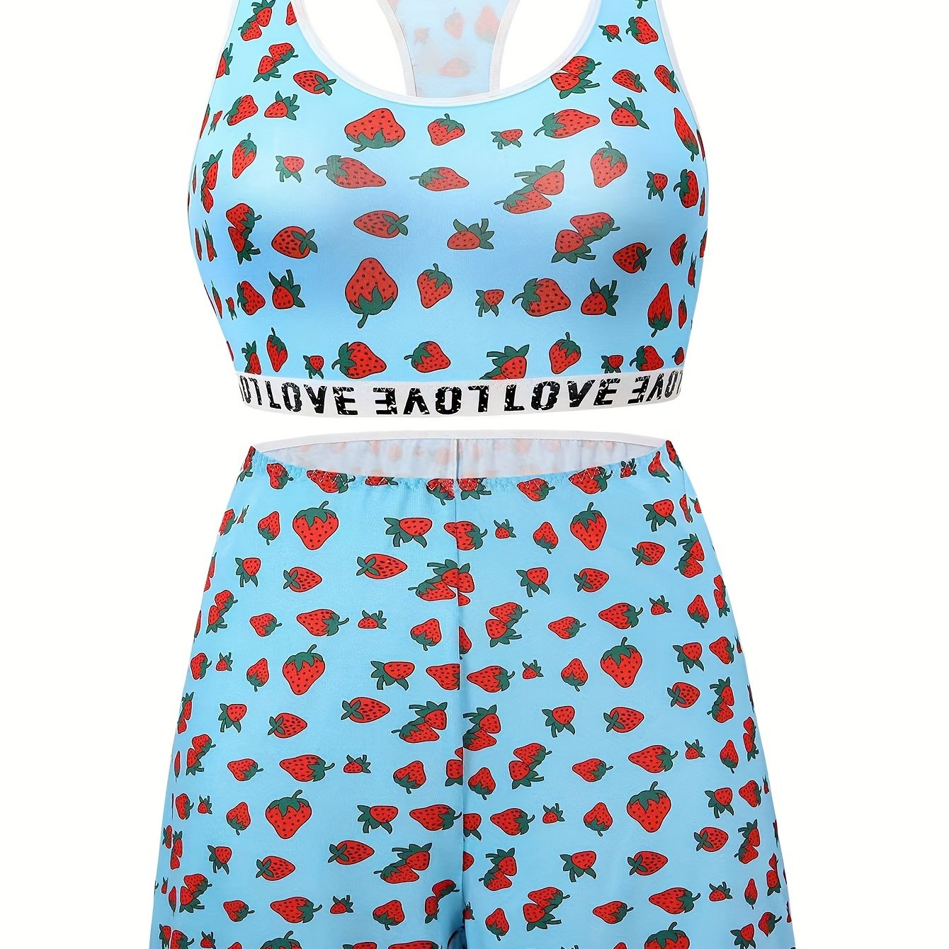 Strawberry Print Bra & Shorts Lounge Set