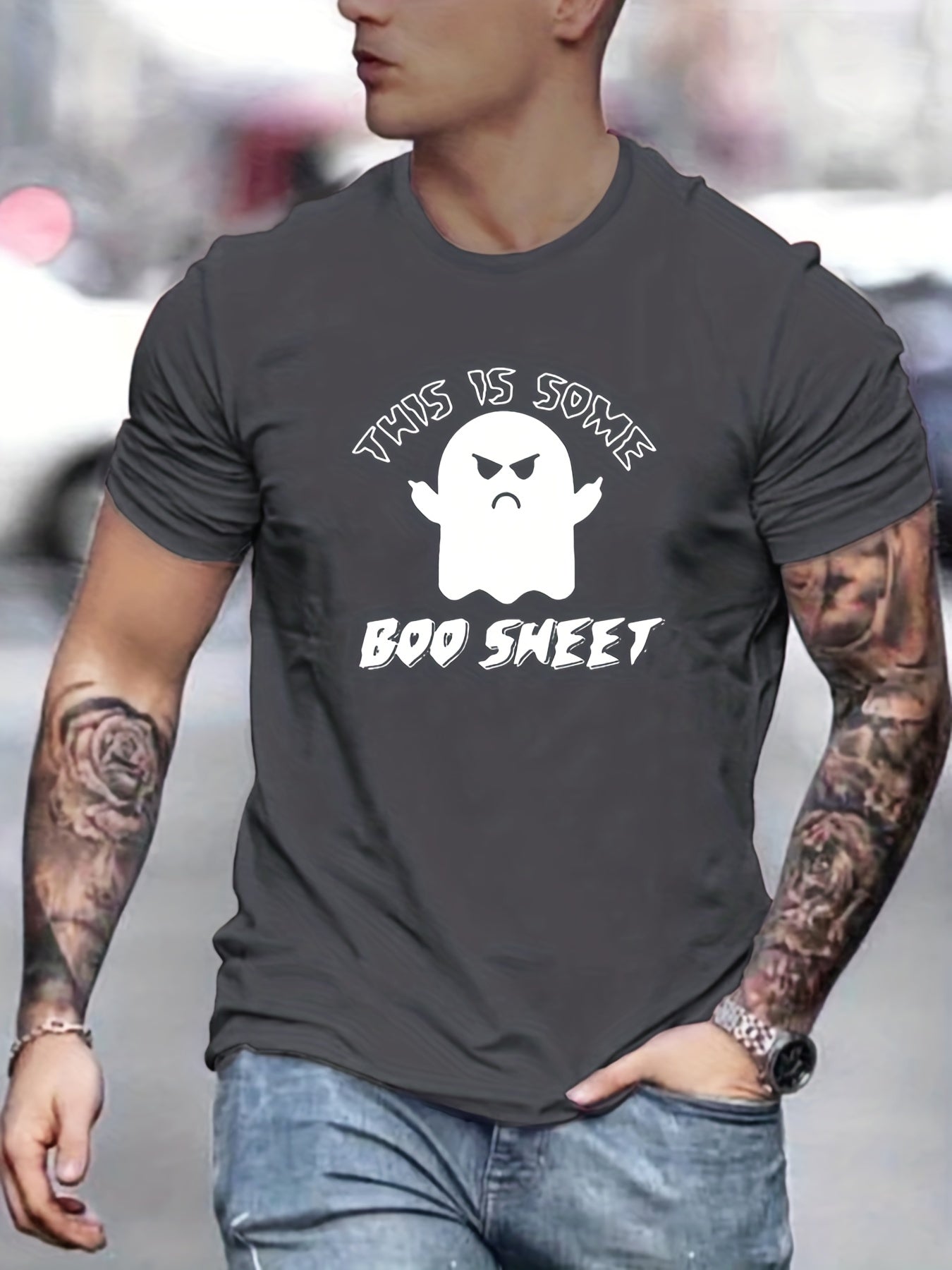 Men's Letter Print T Shirt Stylish Breathable for Summer Outdoors