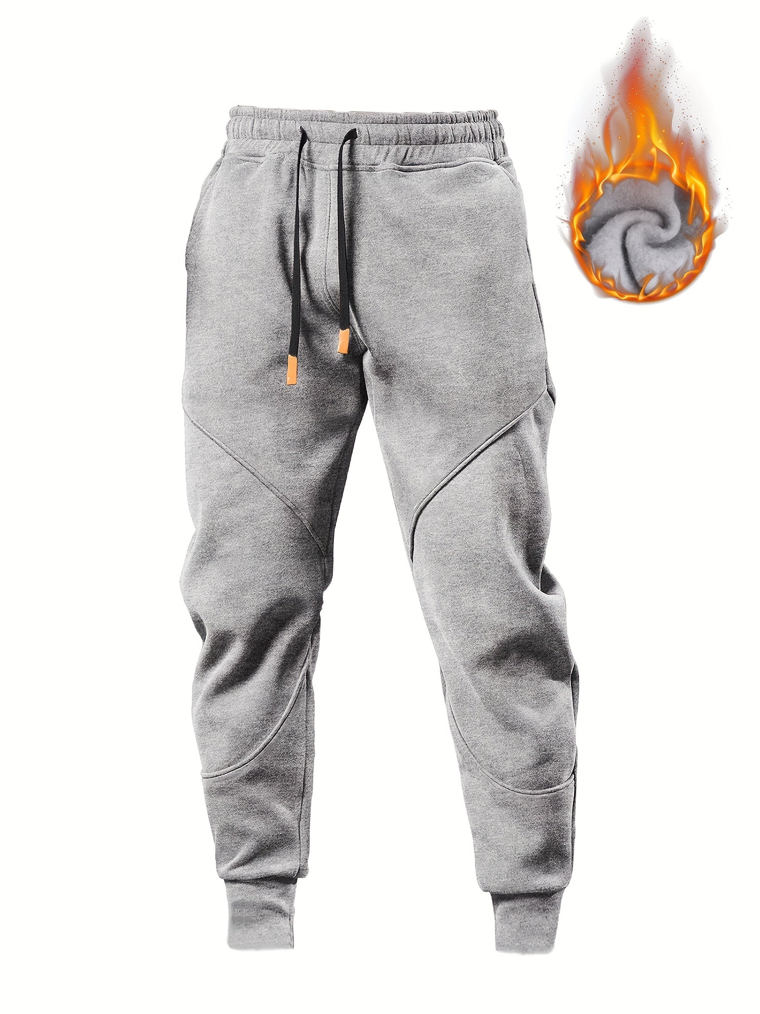 Men's Warm Fleece Sweatpants Drawstring Casual Jogger Pants for Autumn Winter