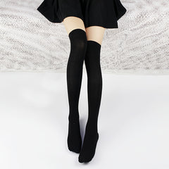 Solid Thigh High Socks Thin All match Over The Knee Socks Women's Stockings