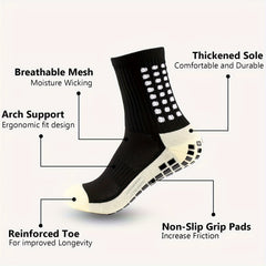 Teen's Mid Crew Sport Socks Anti Slip Nylon Blend Comfy Sweat Absorbing Socks