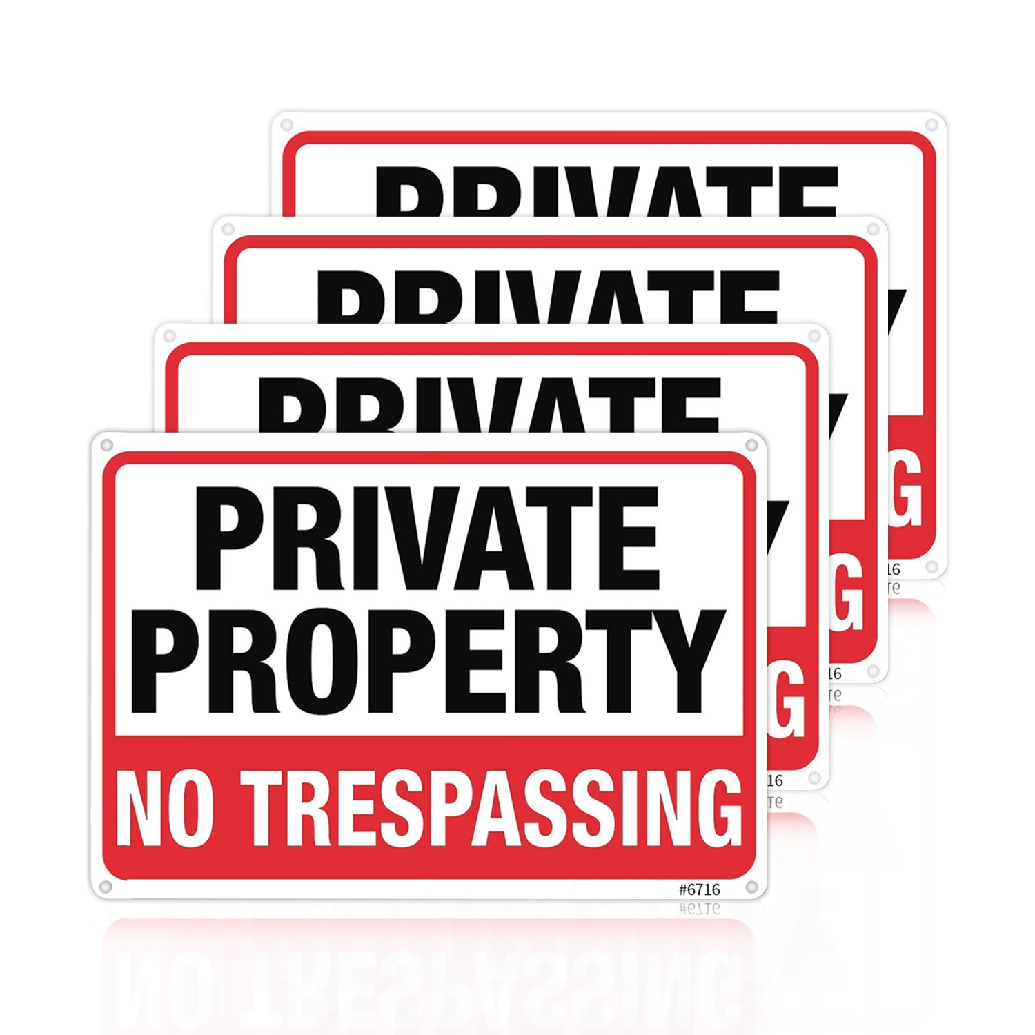 4pcs Private No Trespassing Sign 25 X 17 Rust Aluminum Metal