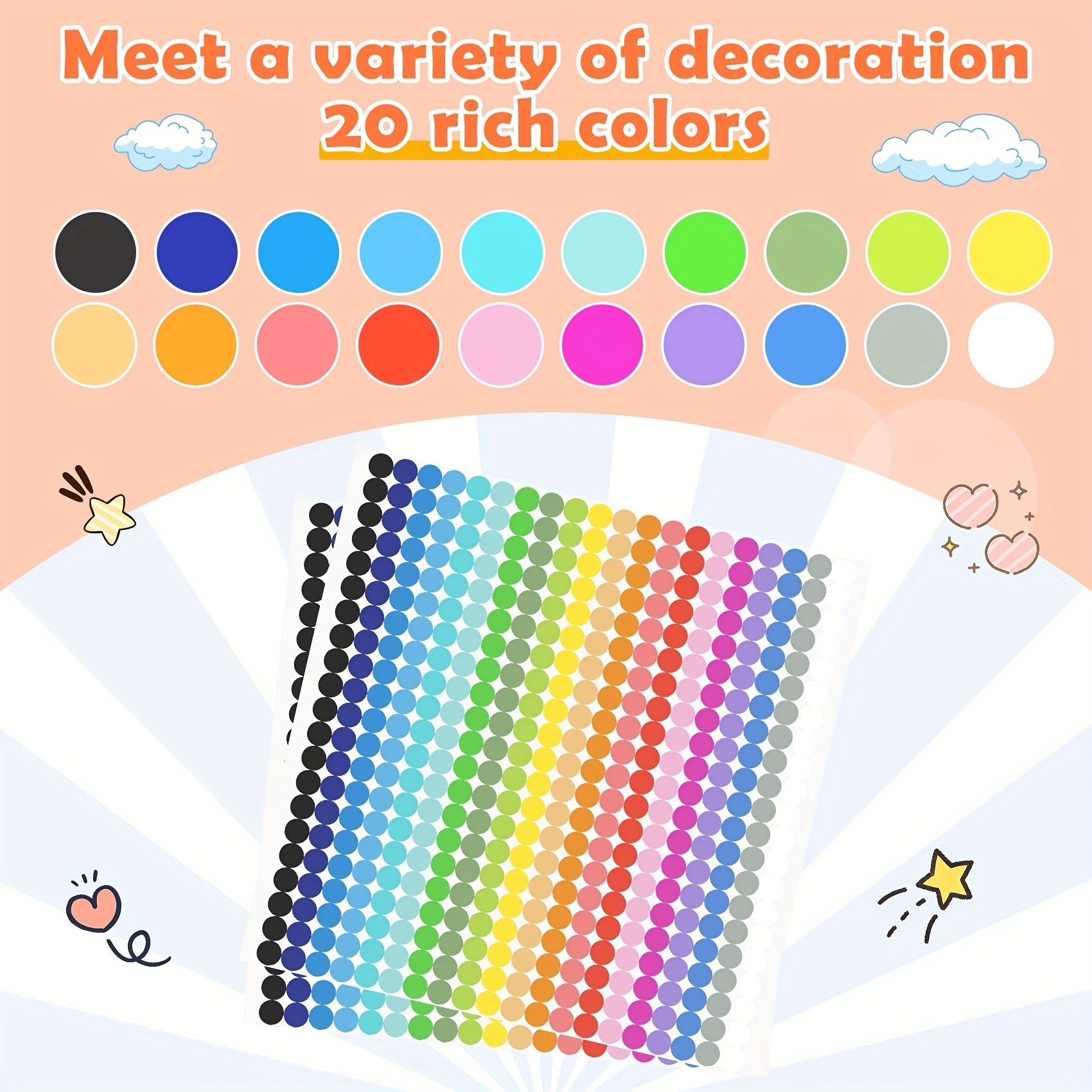 Small Dot Stickers Round Coding Label 20 Colors