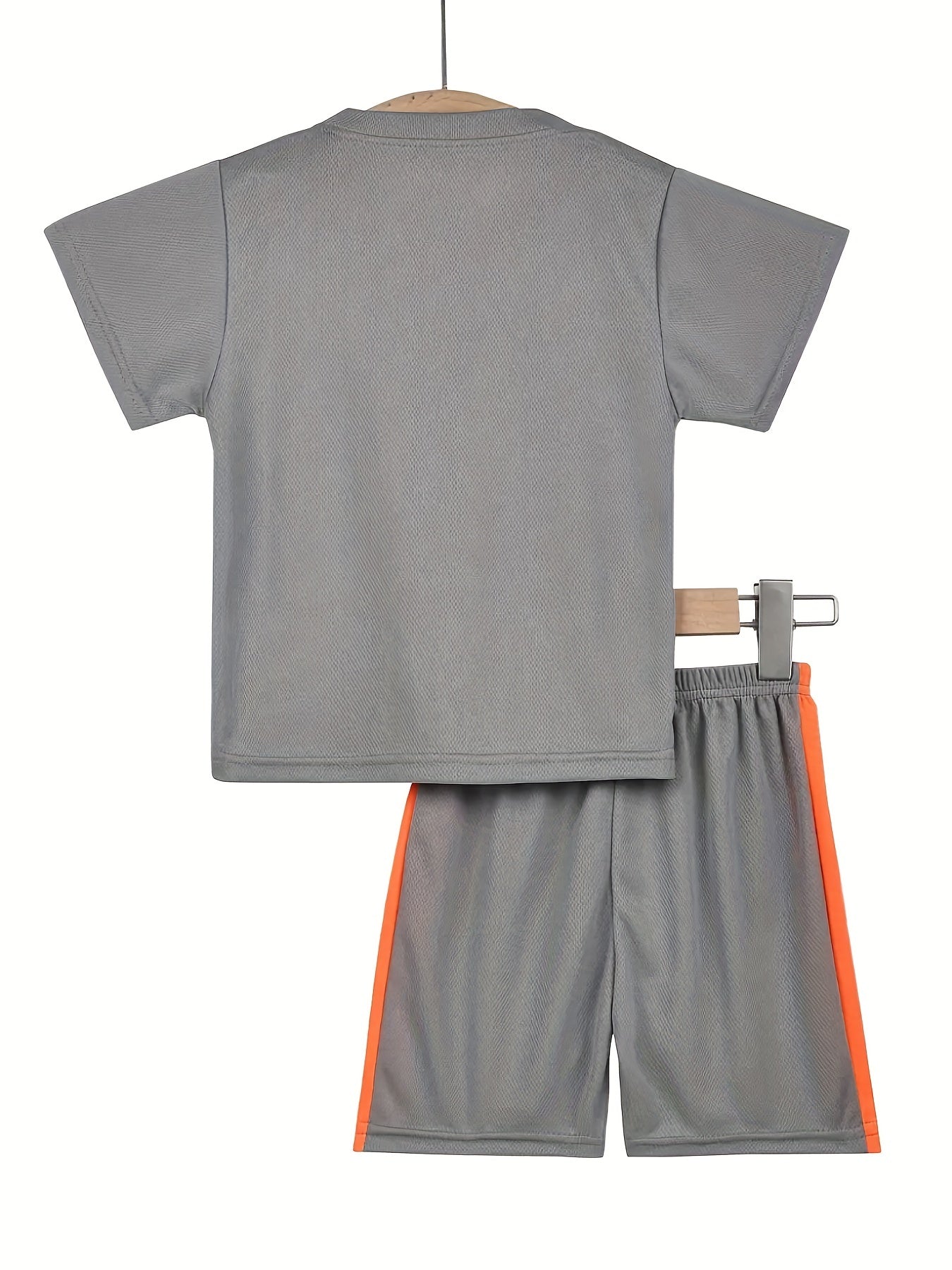 2pcs Boy's Letter Print T Shirt And Shorts Set Summer Casual Quick Drying Outfit