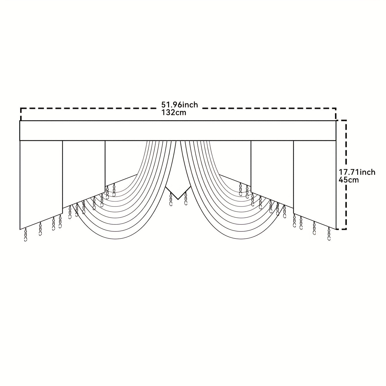Retro Jacquard Valance Tassel Double Wave Curtain Head