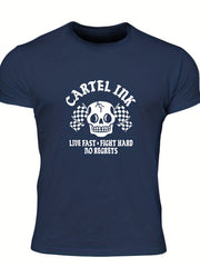 Men's Skull Graphic T-shirt Casual Comfy Crew Neck Tee