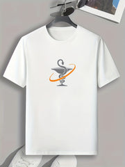 Snake & Cup Print Men's Comfy T shirt Active Breathable Tee Outdoor Summer