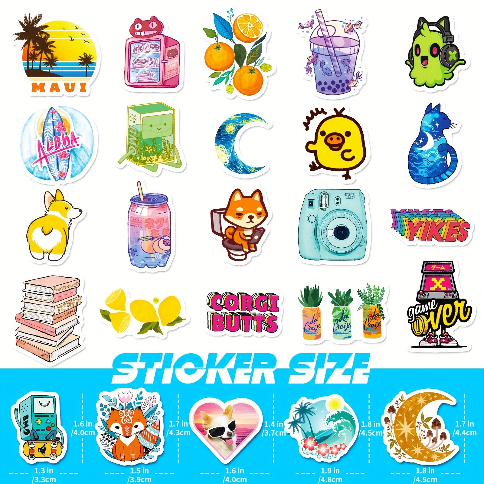 100pcs Colorful Waterproof Vinyl Stickers - Bulk Sticker Packs