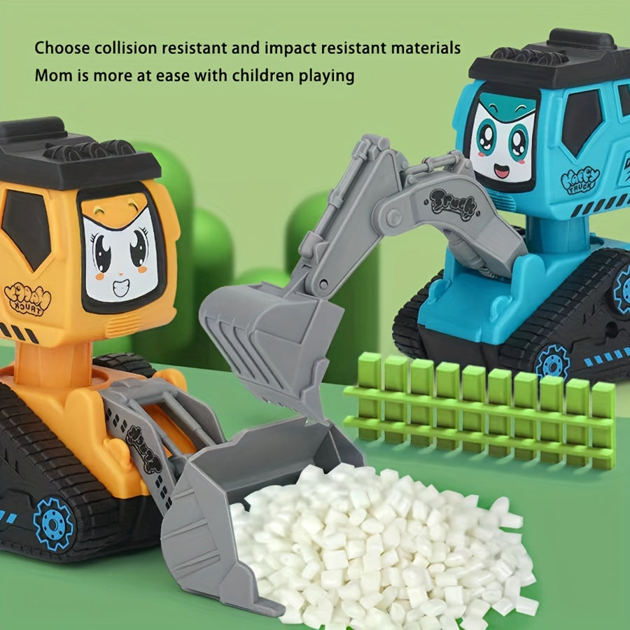 4pcs Inertia Engineering Vehicle Excavator Roller Bulldozer Set