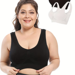 2 Pack Plus Size Sports Bra Set Breathable Wireless Mesh Yoga Bra