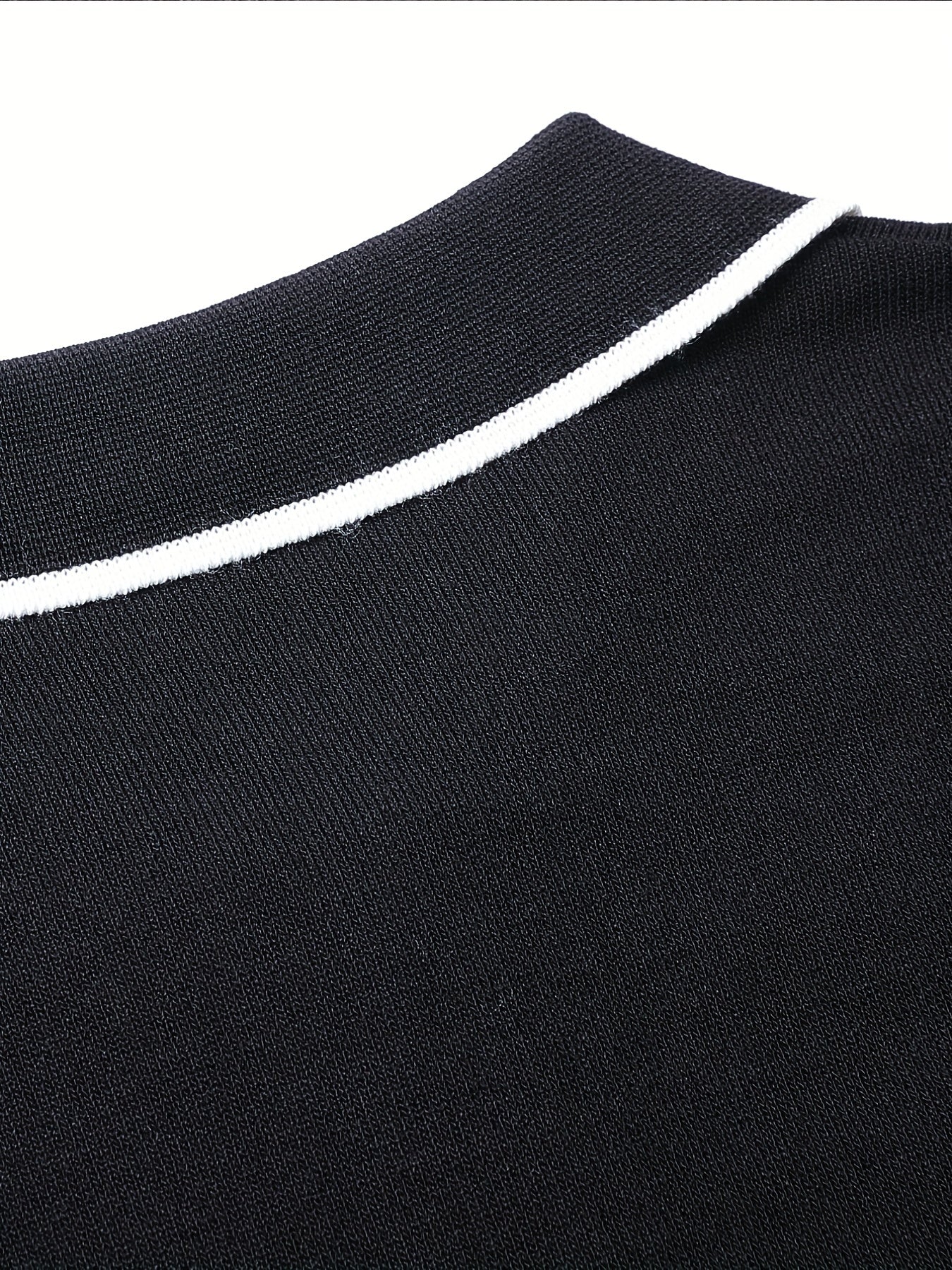 Breathable Polo Collar Sweater Men's Casual Knit Zip Up Short S