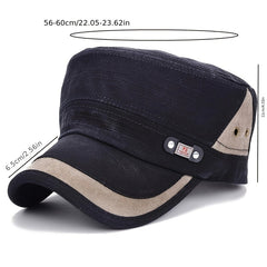 Men's Distressed Vintage Military Flat Top Sun Hat