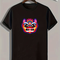 Lion Head Print Men's Graphic T-shirt Summer Tee