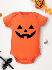 Halloween Pumpkin Face Baby Onesie Soft Romper