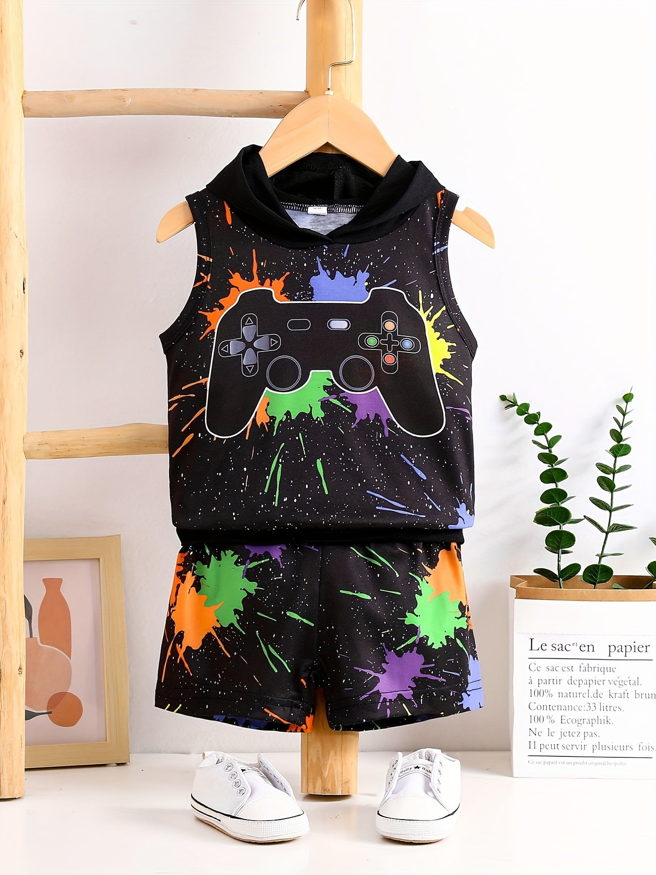 Toddler Boys Tank Top & Shorts WILD BOY Print Baby Kids Clothes Summer