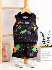Toddler Boys Tank Top & Shorts WILD BOY Print Baby Kids Clothes Summer