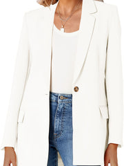 One Button Blazer Casual Open Front Long Sleeve
