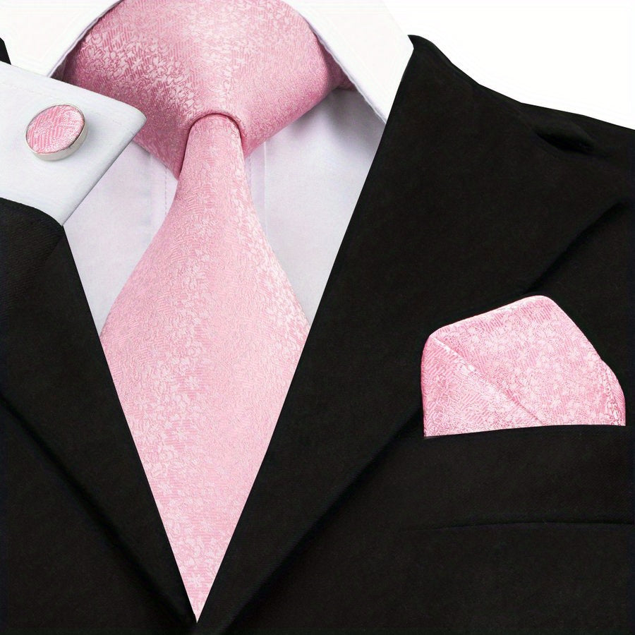 Men's Striped Necktie Set with Handkerchief Clip