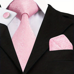 Men's Striped Necktie Set with Handkerchief Clip