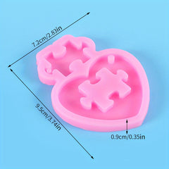 Heart Puzzle Silicone Resin Mold Keychain Pendant Necklace Jewelry Making