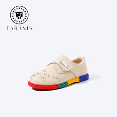 TARANIS Kids Loafers Breathable Buckle Leather Shoes