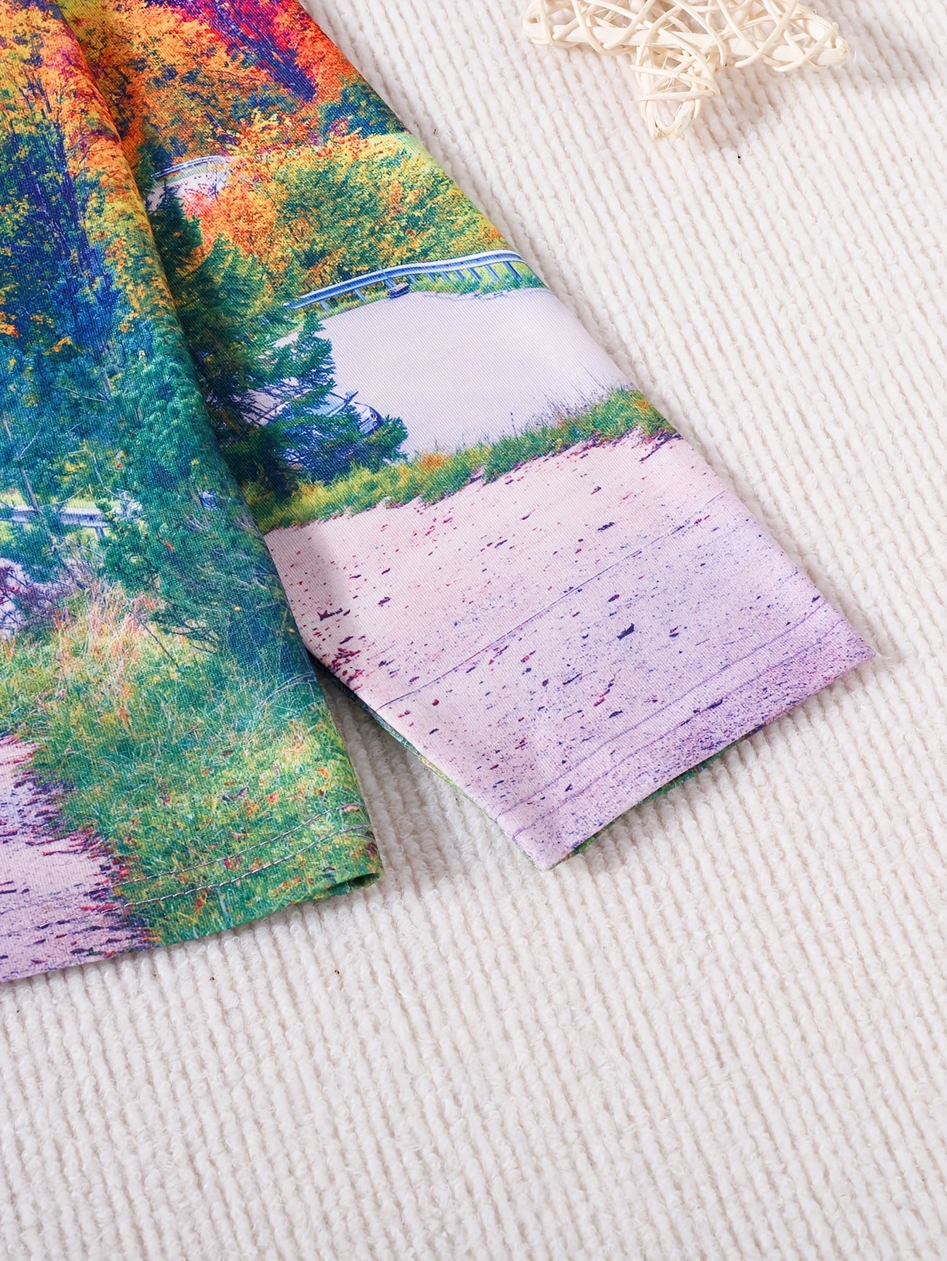 3D Landscape Print Kid's Pullover Top for Spring Fall Winter