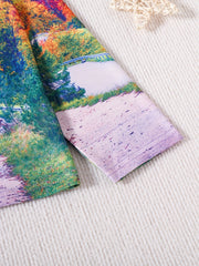 3D Landscape Print Kid's Pullover Top for Spring Fall Winter