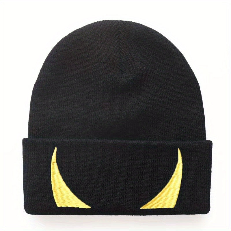 Men's Eye Embroidery Winter Soft Beanie Knitted Hat