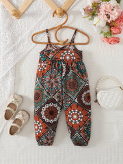 Baby Girls Ethnic Printed Pleated Jumpsuit
