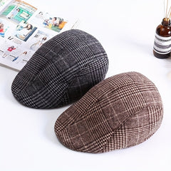 Men's Retro Cap Plaid Hat for Autumn and Winter