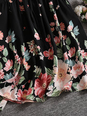 Floral Print Ruffle Sleeve V Neck Knot Mini Dress