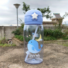 520ml Cartoon Straw Cup Portable Water Bottle for Outdoor Sports Fitness