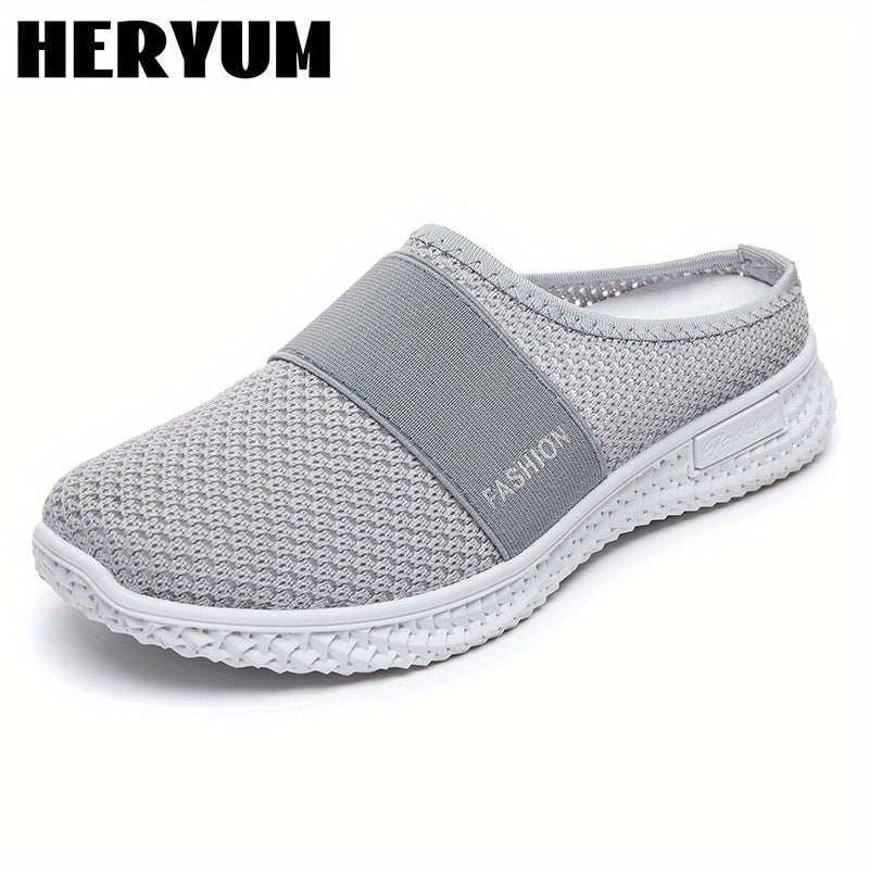 Women's Breathable Knit Mule Sneakers Lightweight Slip On Shoes