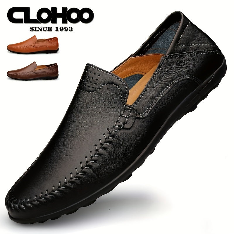 CLOHOO Men's Stitched Loafer Shoes Slip On Casual Shoes