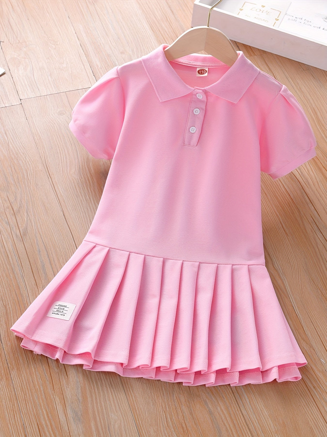 Girls Casual Polo Neck Uniform Dress For Summer Holiday Kids Clothes