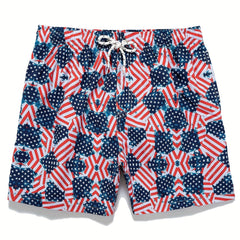 American Flag Men's Quick Dry Board Shorts With Pockets