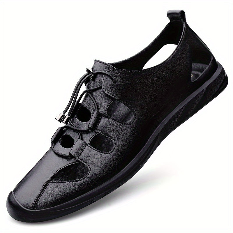 Men's Cut Out Slip On Faux Leather Sandals