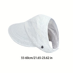 Adjustable Ponytail Visor Hat Flower Embossed Solid Sun Hat Elastic Baseball Cap