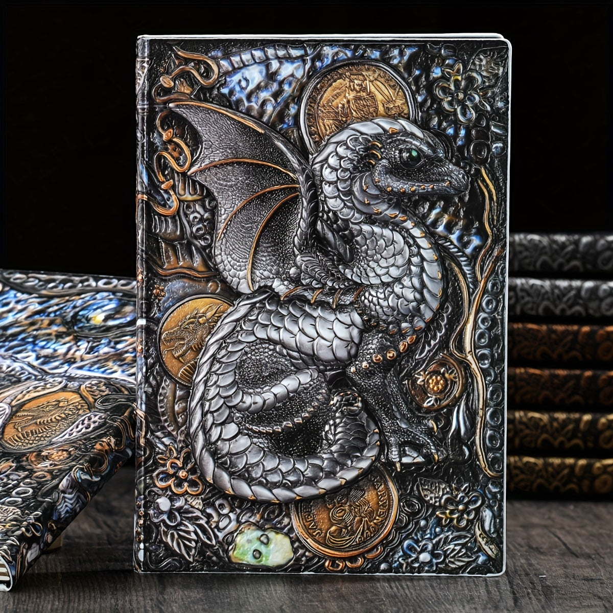 A5 Retro Relief 3D Dragon Notebook, 100 Sheets