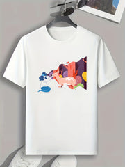 Watercolor Deer Print Men's Comfort Tee for Outdoor Summer