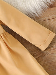 Ruffle Trim Double Breasted Trench Coat Girls Thermal Jacket