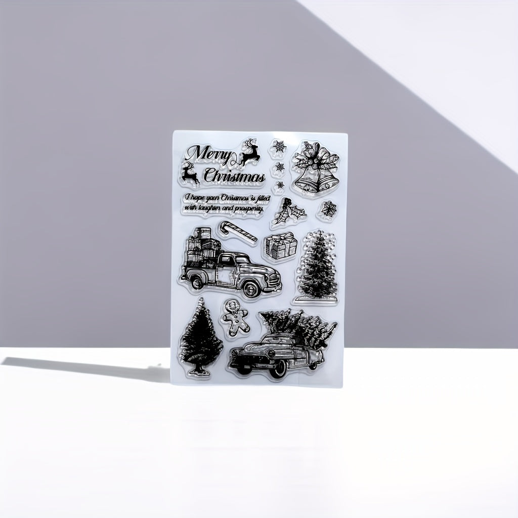 Christmas Word Bell Tree Truck Painting Tool Silicone Stamp