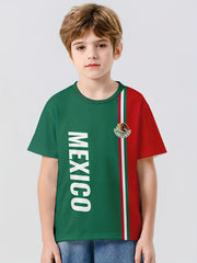 MEXICO 3D Print Boy's Casual Tees Kids Short Sleeve Crew Neck Comfy T shirt